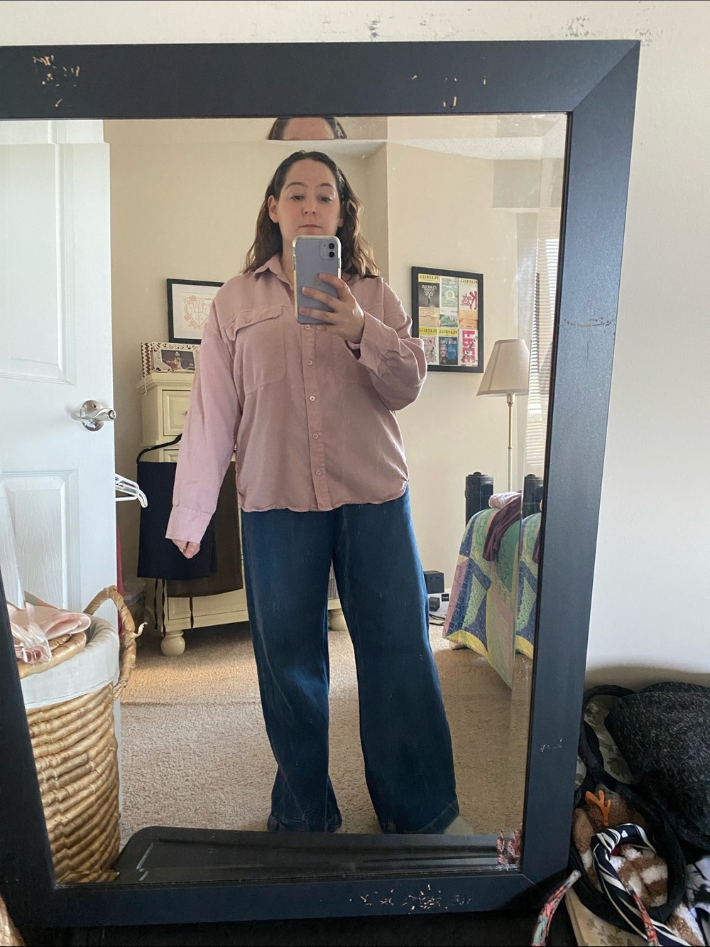 The Group Babaton by Aritzia button up camp shirt in pale pink